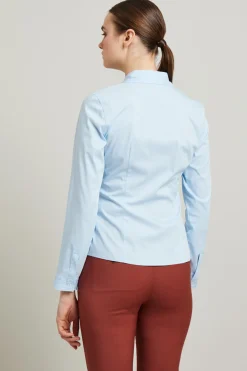 Camicia sfiancata in cotone - Celeste