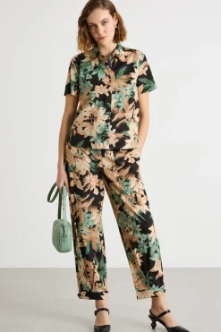 Camicia stampata a manica corta - Nero Rosa Verde