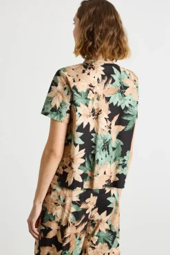 Camicia stampata a manica corta - Nero Rosa Verde