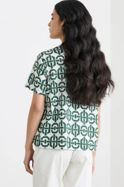 Camicia stampata a manica corta - Verde