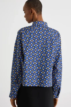 Camicia stampata asimmetrica - Blu