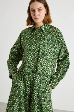 Camicia stampata asimmetrica - Verde