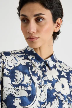 Camicia stampata - Blu Bianco