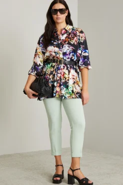 Camicia stampata - Nero Viola Argento