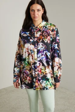 Camicia stampata - Nero Viola Argento