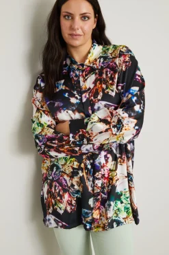 Camicia stampata - Nero Viola Argento