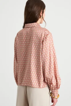 Camicia stampata - Rosso Bianco Beige