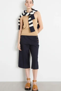 Canotta con scollo all'americana - Cammello