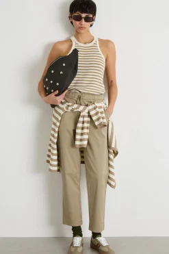 Canotta con scollo all'americana - Cammello Bianco