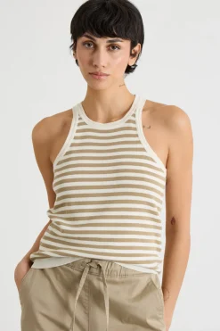 Canotta con scollo all'americana - Cammello Bianco