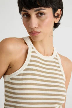 Canotta con scollo all'americana - Cammello Bianco
