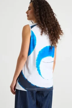 Canotta in jersey tie-dye - Bianco Azzurro Blu