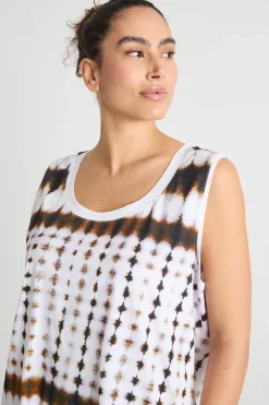 Canotta in jersey tie-dye - Bianco Marrone
