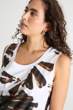 Canotta in jersey tie-dye - Marrone Bianco