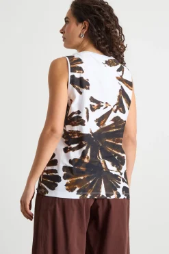 Canotta in jersey tie-dye - Marrone Bianco