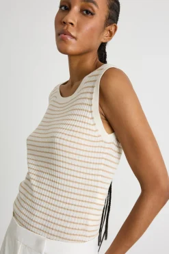 Canotta in maglia - Bianco Beige
