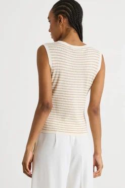 Canotta in maglia - Bianco Beige