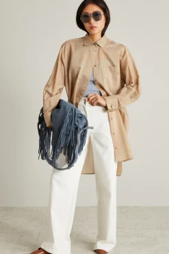 Canotta in maglia crépe - Azzurro Polvere