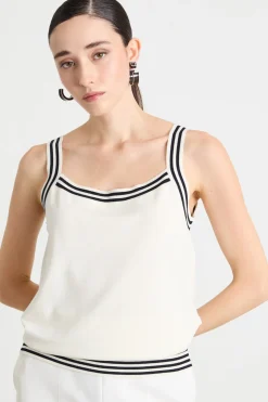 Canotta in maglia stretch - Bianco Nero