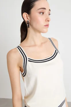 Canotta in maglia stretch - Bianco Nero