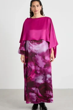 Cappa in enver satin lucido - Ciclamino