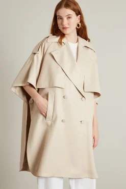 Cappa doppiopetto in raso - Beige Chiaro
