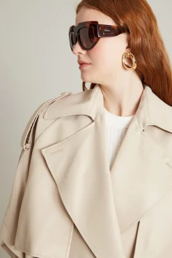 Cappa doppiopetto in raso - Beige Chiaro
