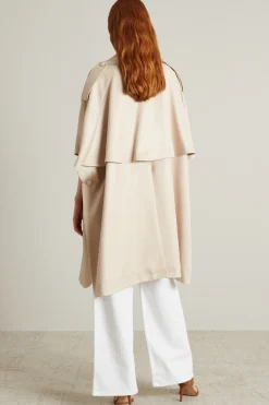 Cappa doppiopetto in raso - Beige Chiaro