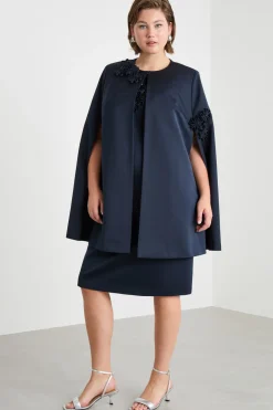 Cappa in duchesse con ricami - Blu