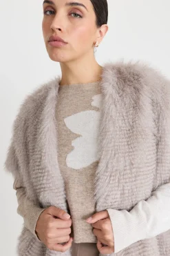 Cappa in maglia e tessuto morbido - Beige
