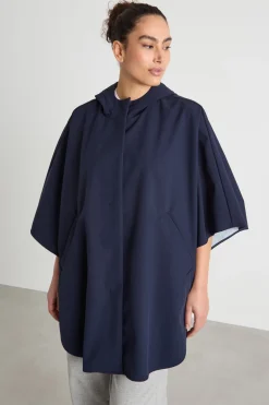 Cappa in tela e jersey - Blu