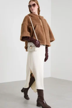 Cappa in tessuto peluche - Cammello