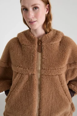 Cappa in tessuto peluche - Cammello