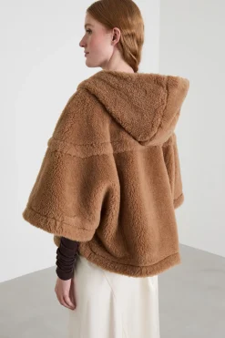 Cappa in tessuto peluche - Cammello