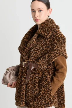 Cappa jacquard con maxi rever - Animalier