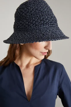 Cappello a cloche in carta tessile - Blu