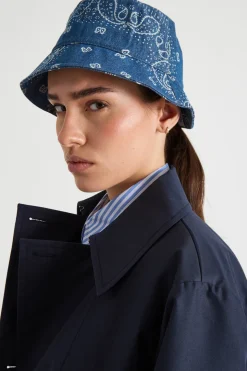 Cappello bucket in jeans - Blu Bianco