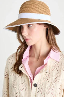 Cappello con nastro - Cammello Bianco