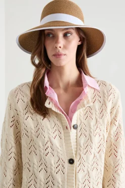 Cappello con nastro - Cammello Bianco