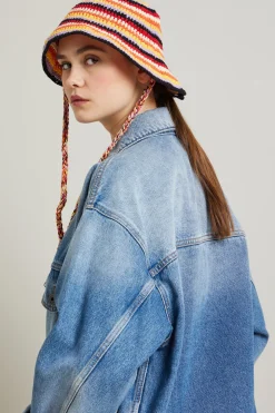 Cappello crochet con laccetti - Giallo Rosso Blu