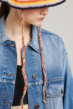 Cappello crochet con laccetti - Giallo Rosso Blu