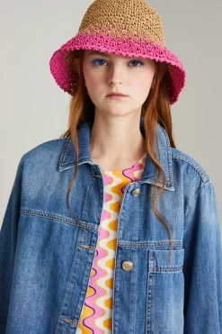Cappello in rafia - Beige Fuxia