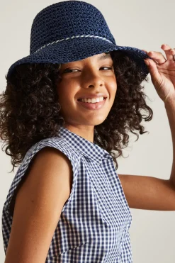 Cappello in rafia - Blu