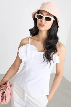 Cappello in tela con boules - Rosa
