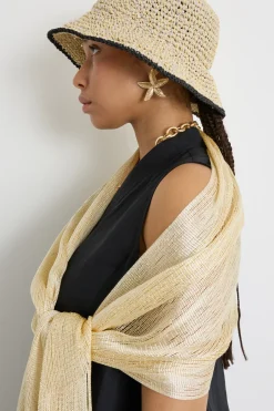 Cappello intrecciato - Beige Nero