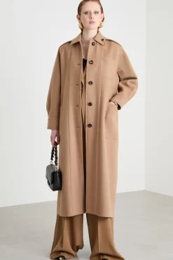 Cappotto a camicia - Cammello