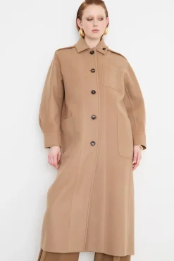 Cappotto a camicia - Cammello