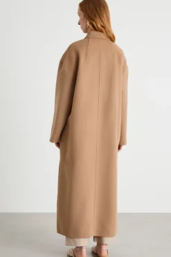 Cappotto a camicia in doppio drap - Cammello