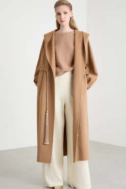Cappotto ampio con cappuccio - Cammello