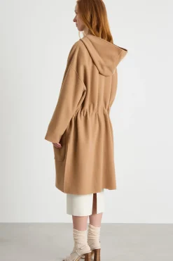 Cappotto ampio con cappuccio - Cammello